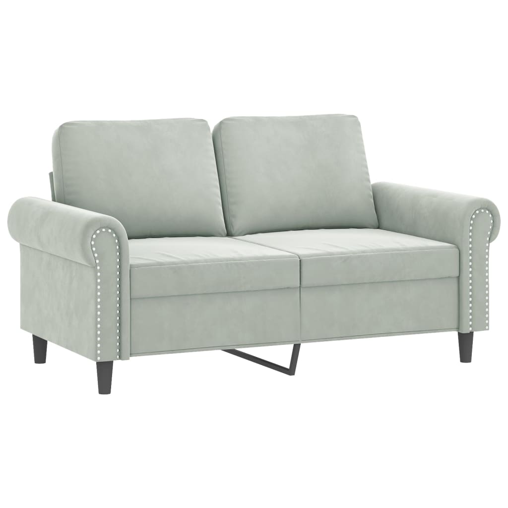 NNEVL 4 Piece Sofa Set with Pillows Light Grey Velvet-3