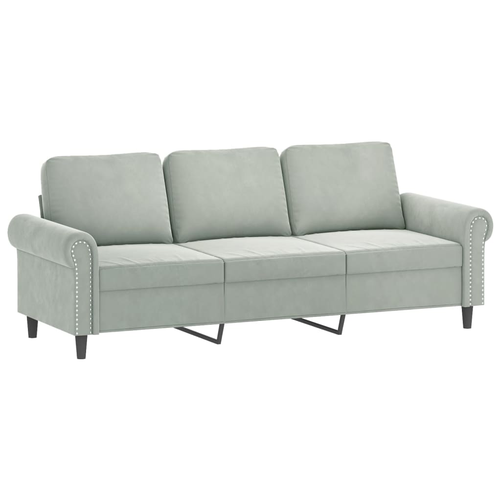 NNEVL 4 Piece Sofa Set with Pillows Light Grey Velvet-4