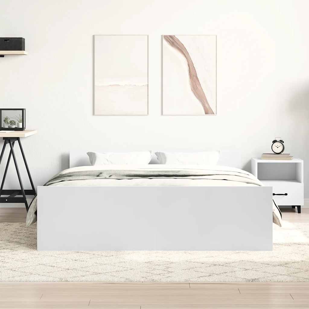 NNEVL Bed Frame without Mattress White 150x200 cm-3