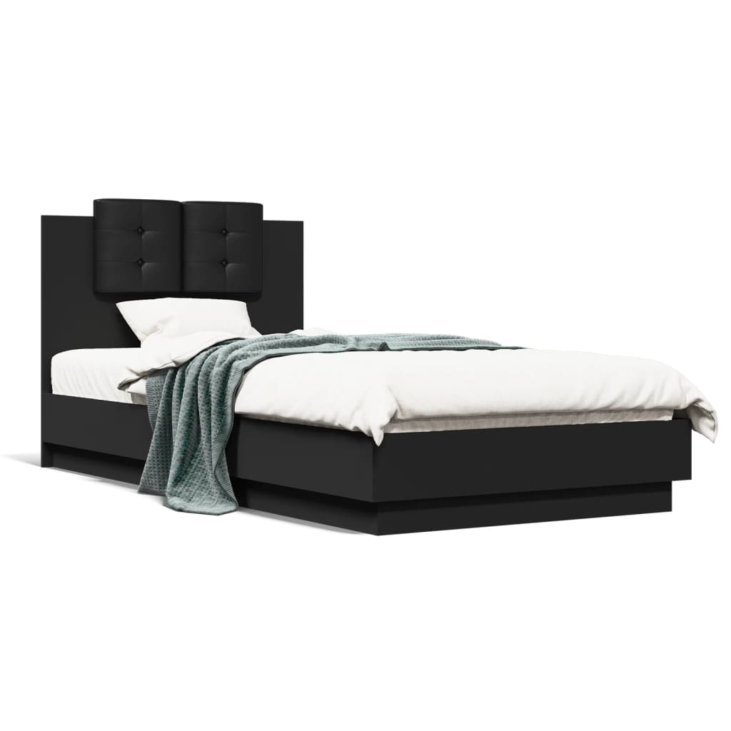 NNEVL Bed Frame without Mattress Black 90x190 cm-1