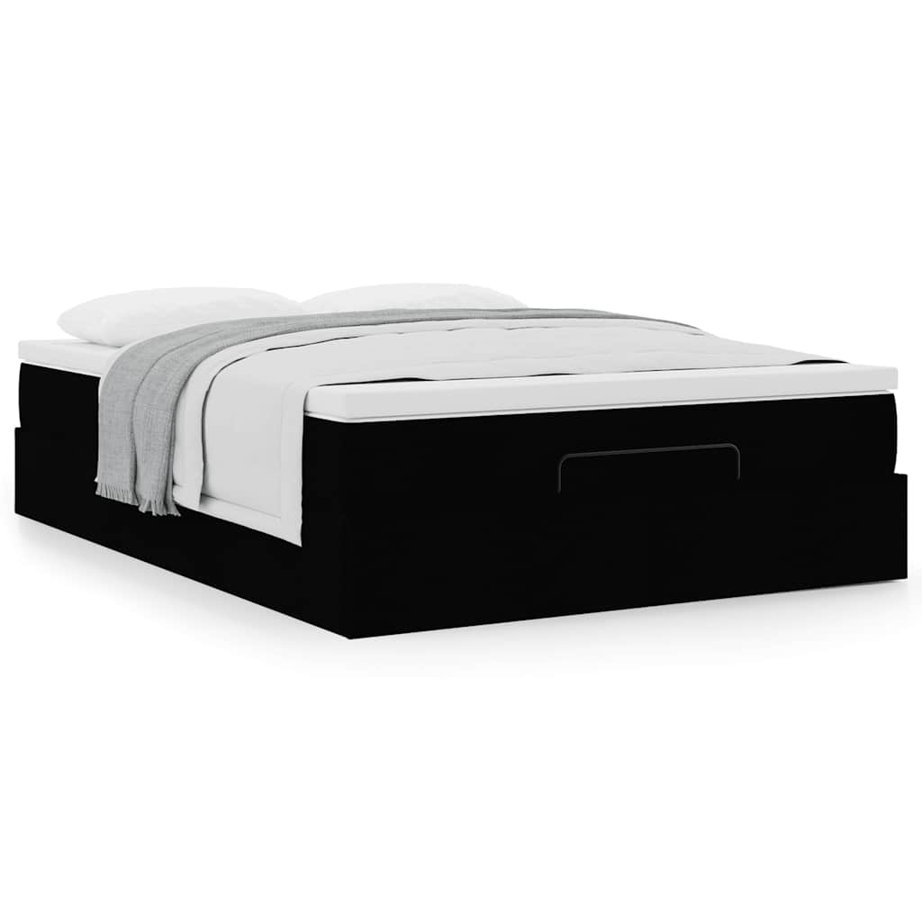 NNEVL Ottoman Bed with Mattress Black Double Fabric-3