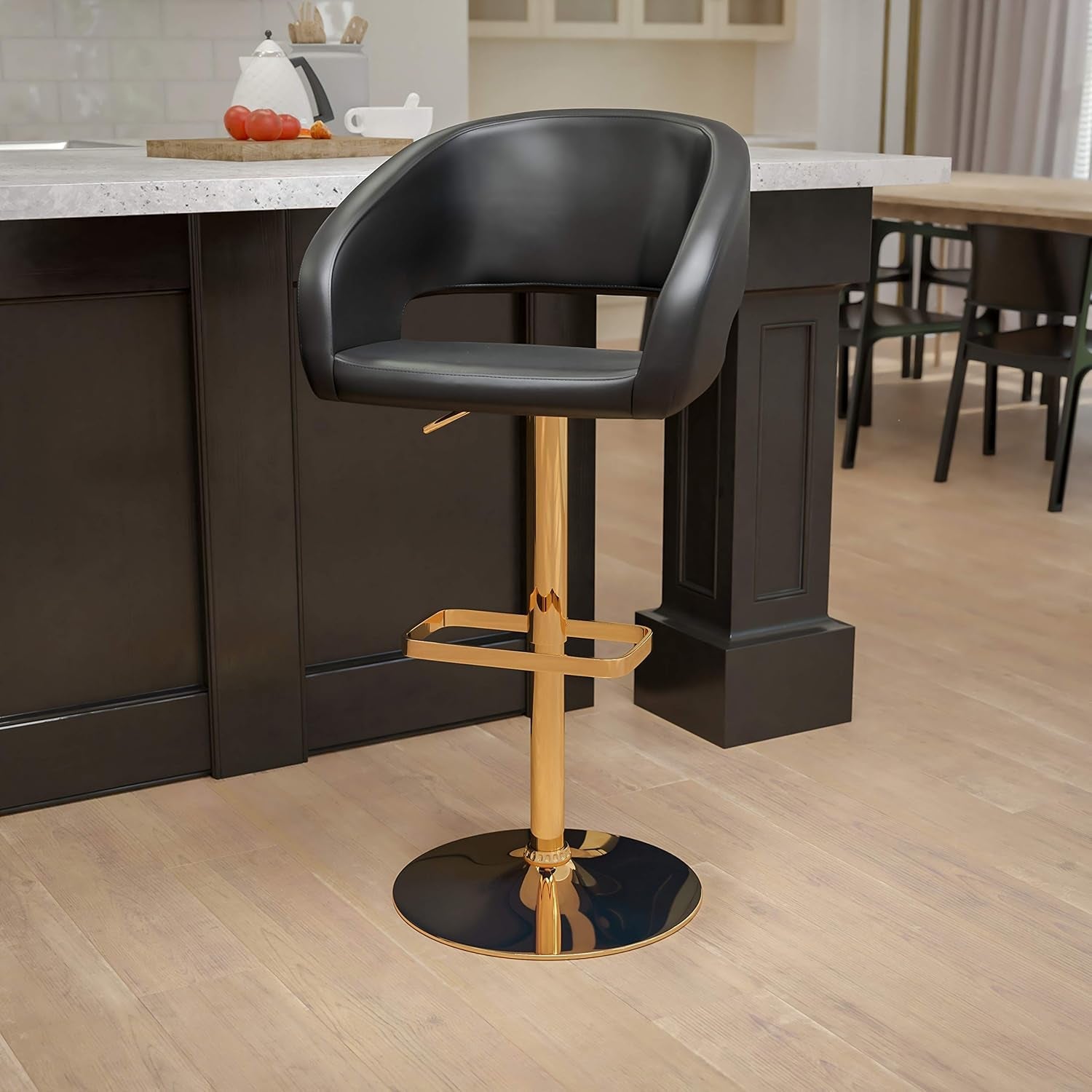 Contemporary Adjustable Height Barstool With Stylish Footrest-1