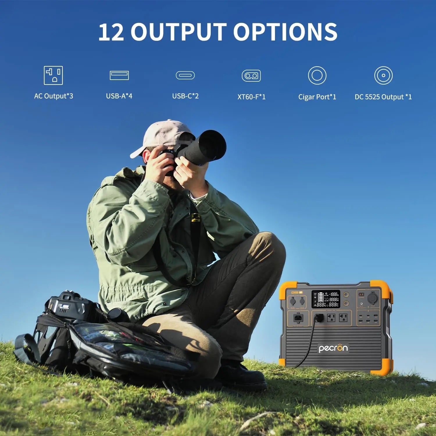 2400W Portable Power Station – Pecron E2400LFP, 2048Wh LiFePO4, Fast Solar Charging-4
