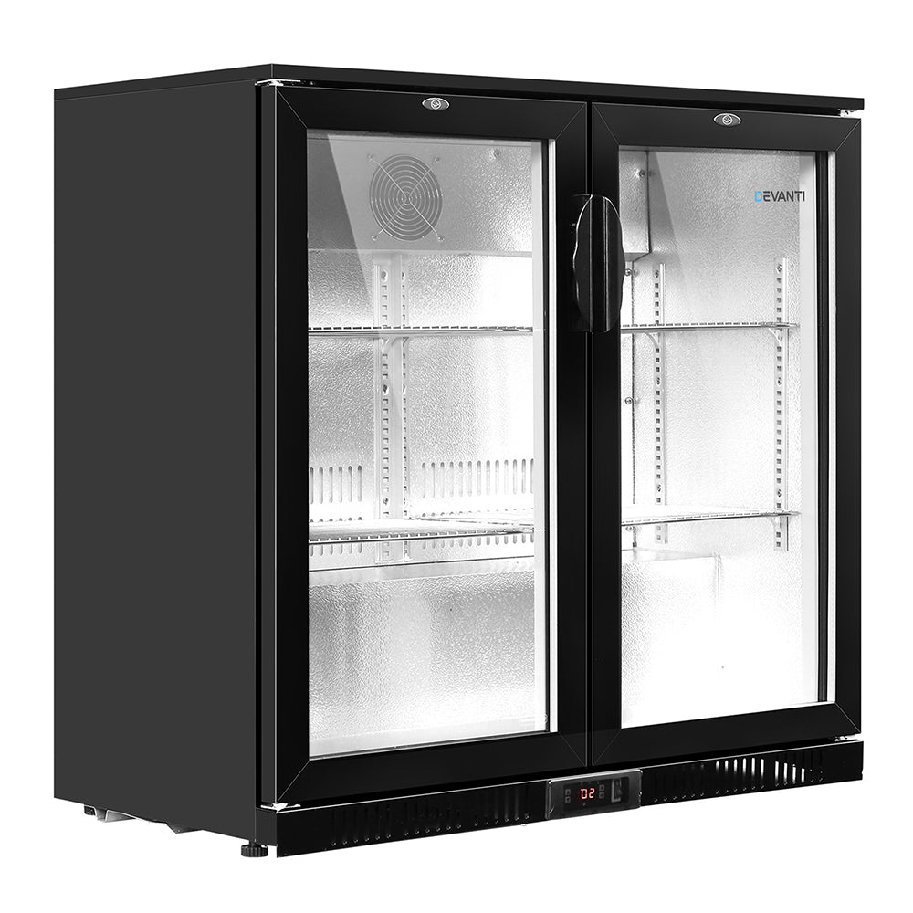 NNEDSZ Bar Fridge 2 Glass Door Commercial Display Freeer Drink Beverage Cooler Black-0