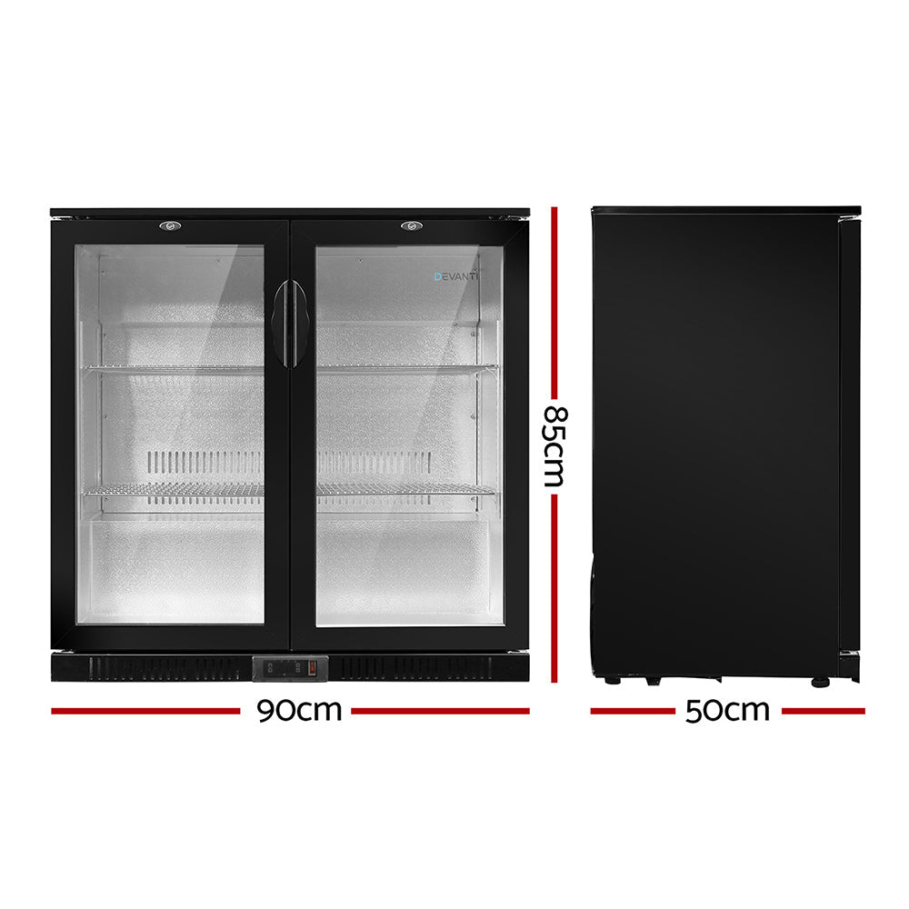 NNEDSZ Bar Fridge 2 Glass Door Commercial Display Freeer Drink Beverage Cooler Black-1
