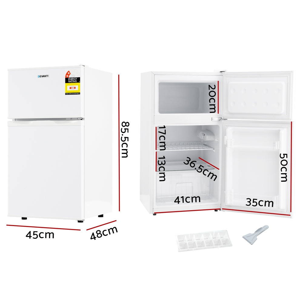 NNEDSZ Devanti 80L Bar Fridge Mini Freezer Refrigerator White-1