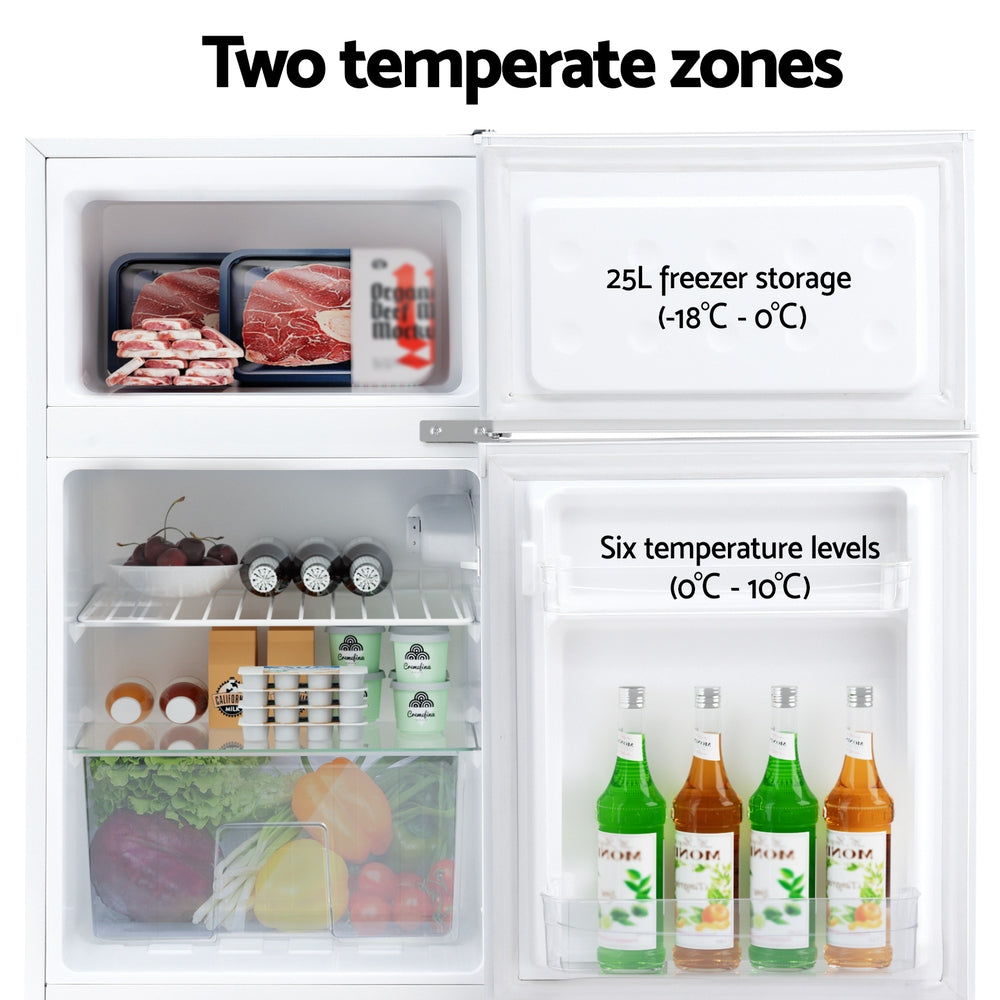 NNEDSZ Devanti 80L Bar Fridge Mini Freezer Refrigerator White-3