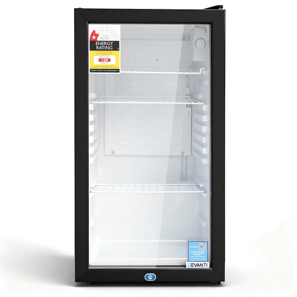 Devanti 78L Bar Fridge Glass Door Mini Fridge Countertop Cooler Black-0
