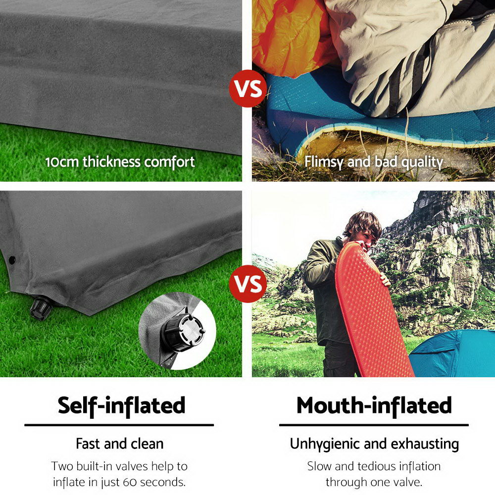 NNEDSZ Double Size Self Inflating Mattress - Grey-4