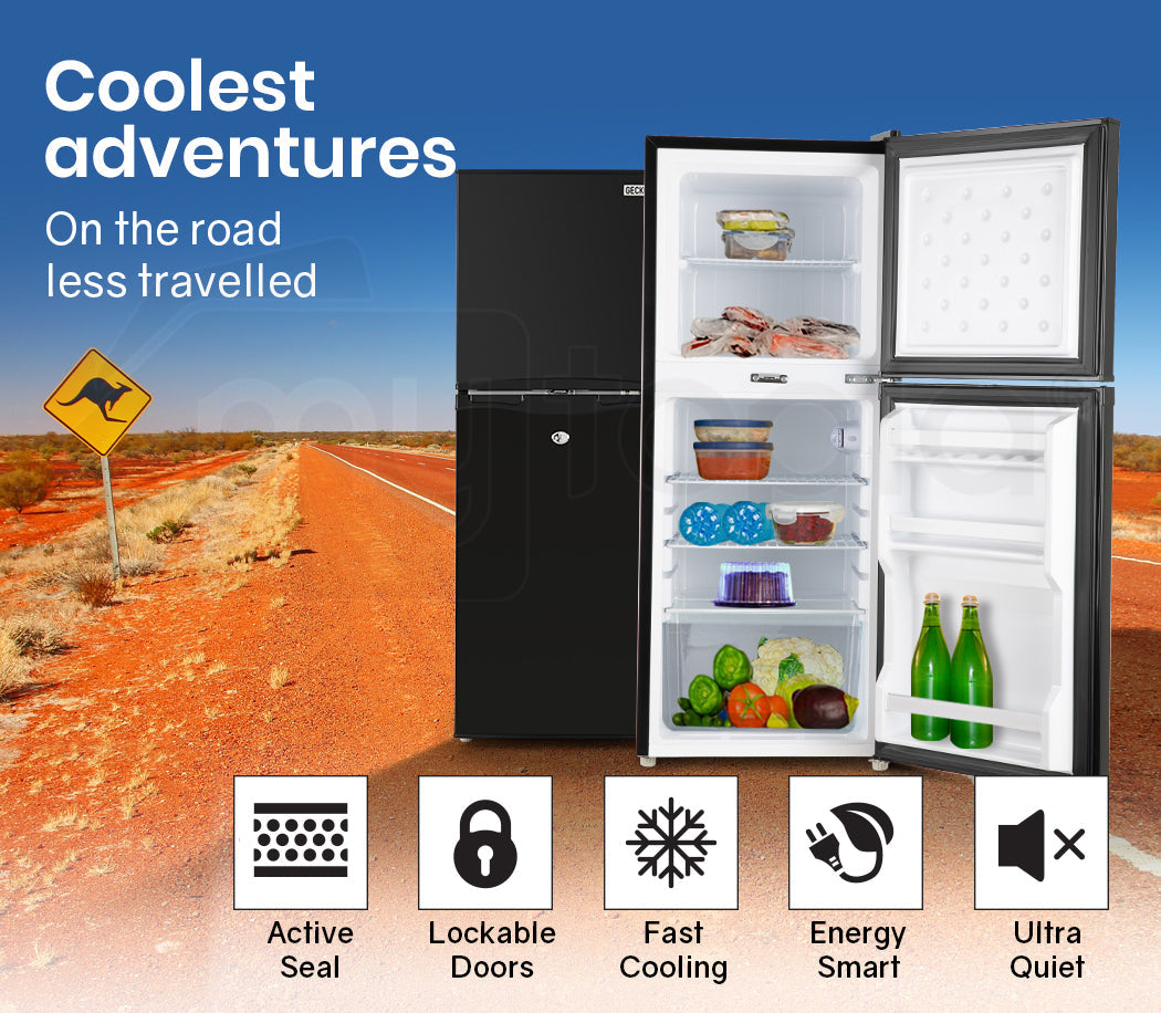 NNEMB 125L Portable Upright Fridge 12V/24V/240V for Motorhome and Caravan-Black-2