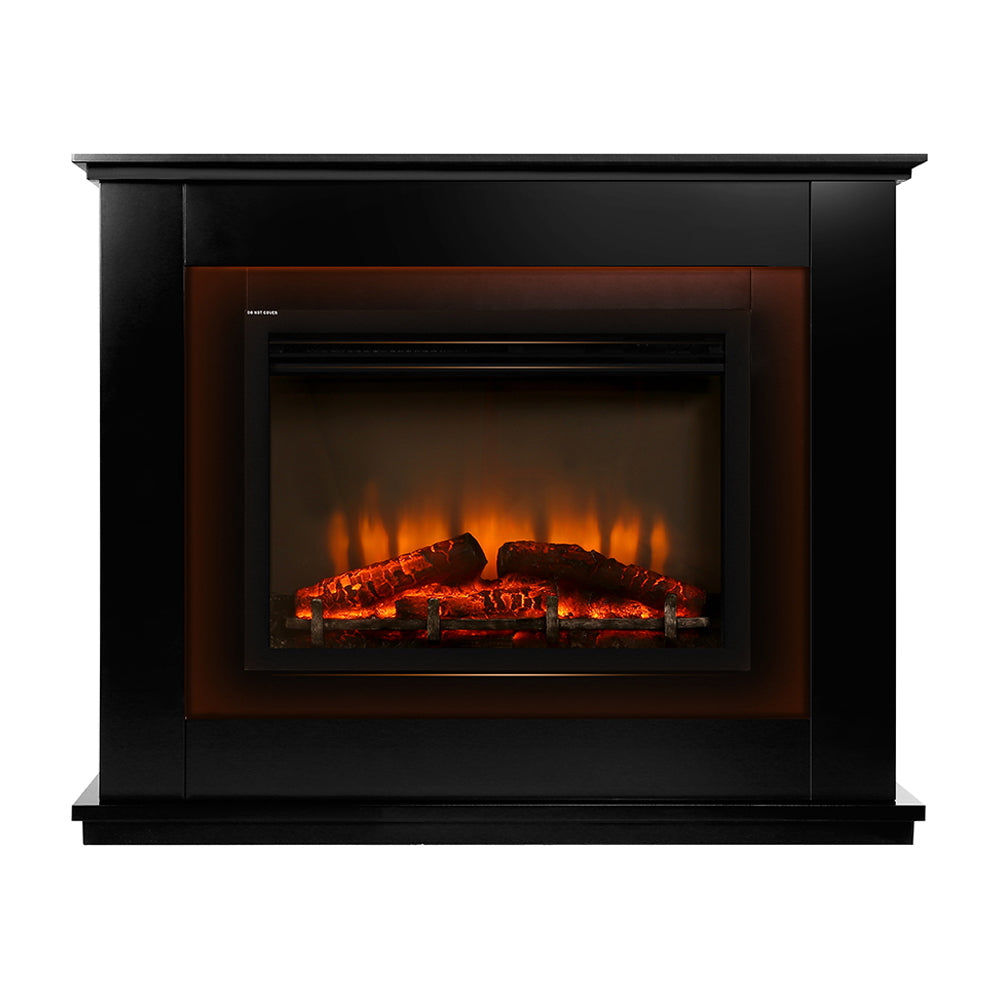 NNEDSZ 2000W Electric Fireplace Mantle Portable Fire Log Wood Heater 3D Flame Effect Black-0