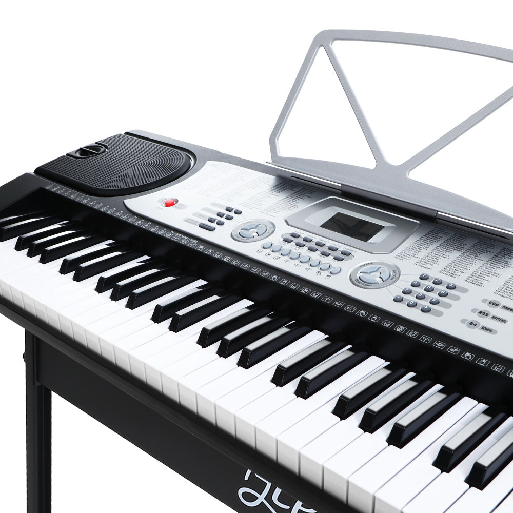 NNEDSZ 61 Keys Electronic Piano Keyboard LED Electric Silver with Music Stand for Beginner-1