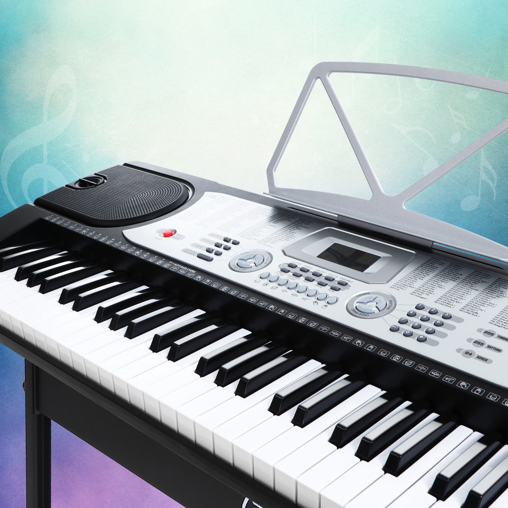 NNEDSZ 61 Keys Electronic Piano Keyboard LED Electric Silver with Music Stand for Beginner-3