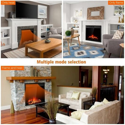 22.5 Inch Electric Fireplace Insert Freestanding and Recessed Heater-3
