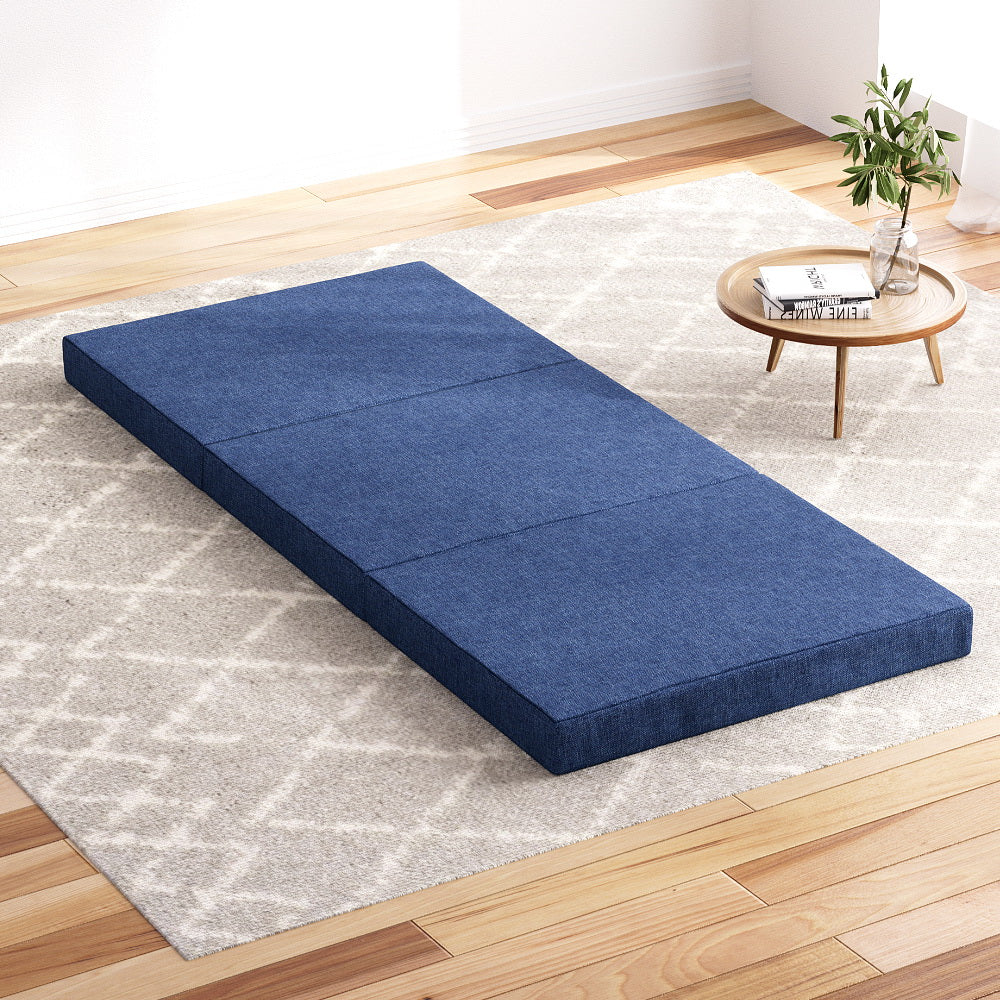 NNEDSZ Bedding Foldable Mattress Folding Foam Single Blue-4