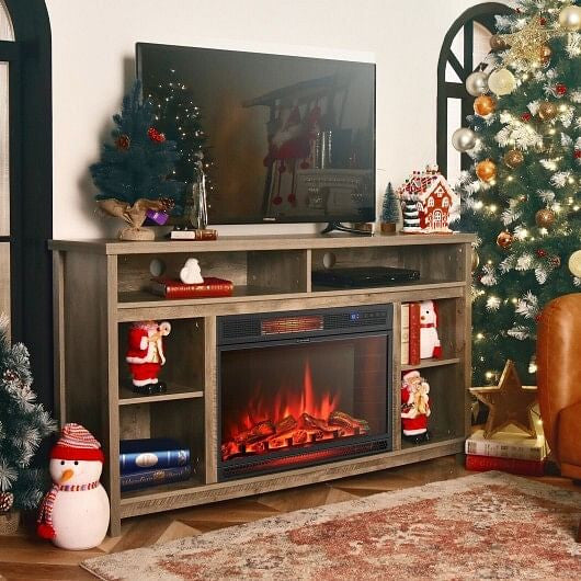 28 Inch Electric Freestanding and Recessed Fireplace with Remote-0
