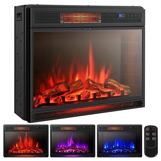 28 Inch Electric Freestanding and Recessed Fireplace with Remote-4