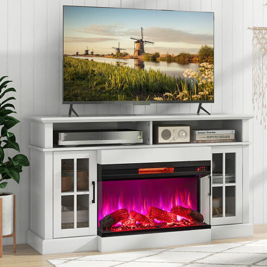 36 Inch 3-Sided 1500W Electric Fireplace with 7-Color Flame-Black-1