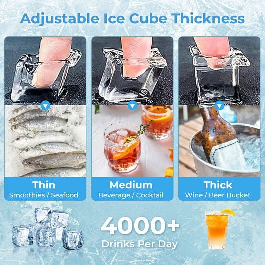 Commercial Ice Maker Machine 418 LBS/24H with 200 LBS Storage Bin-Silver-3