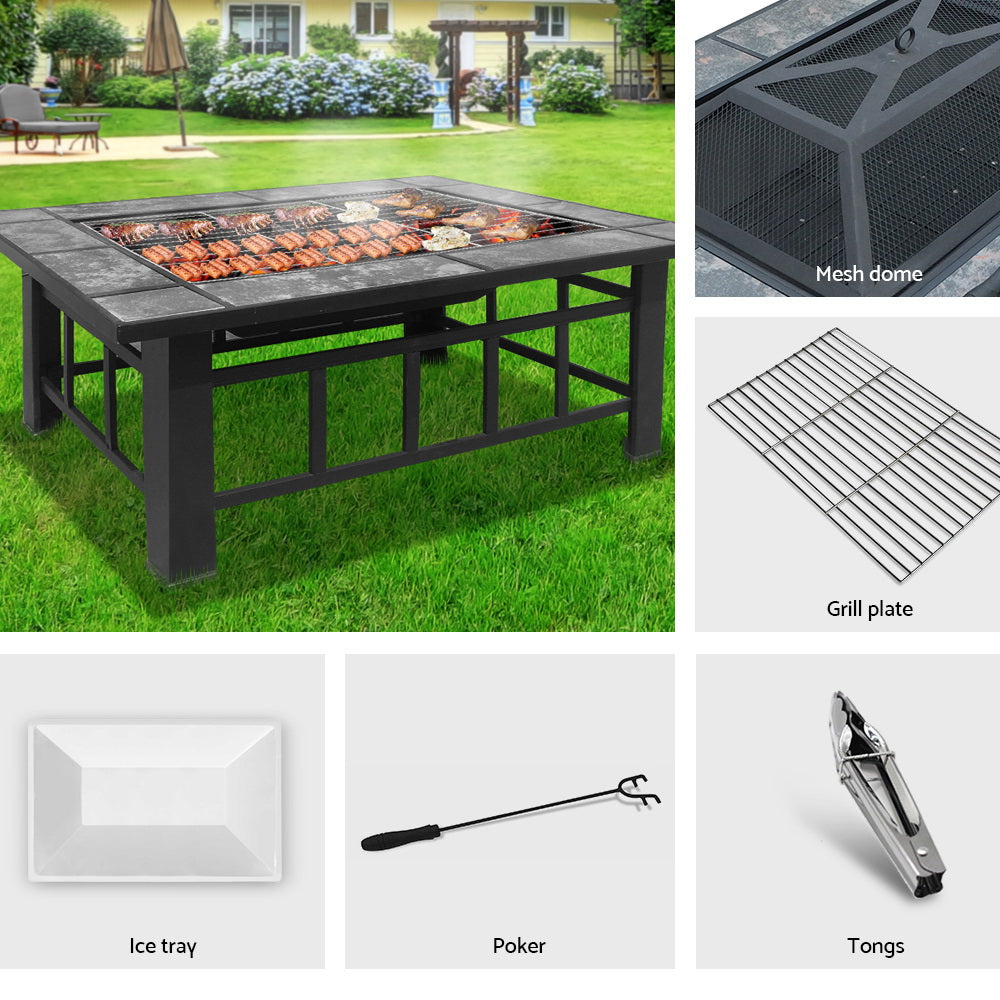NNEDSZ Pit BBQ Grill Stove Table Ice Pits Patio Fireplace Heater 3 IN 1-2