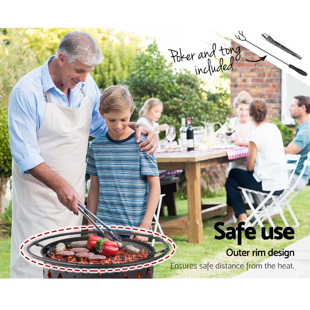 NNEDSZ Pit BBQ Charcoal Grill Ring Portable Outdoor Kitchen Fireplace 32-2