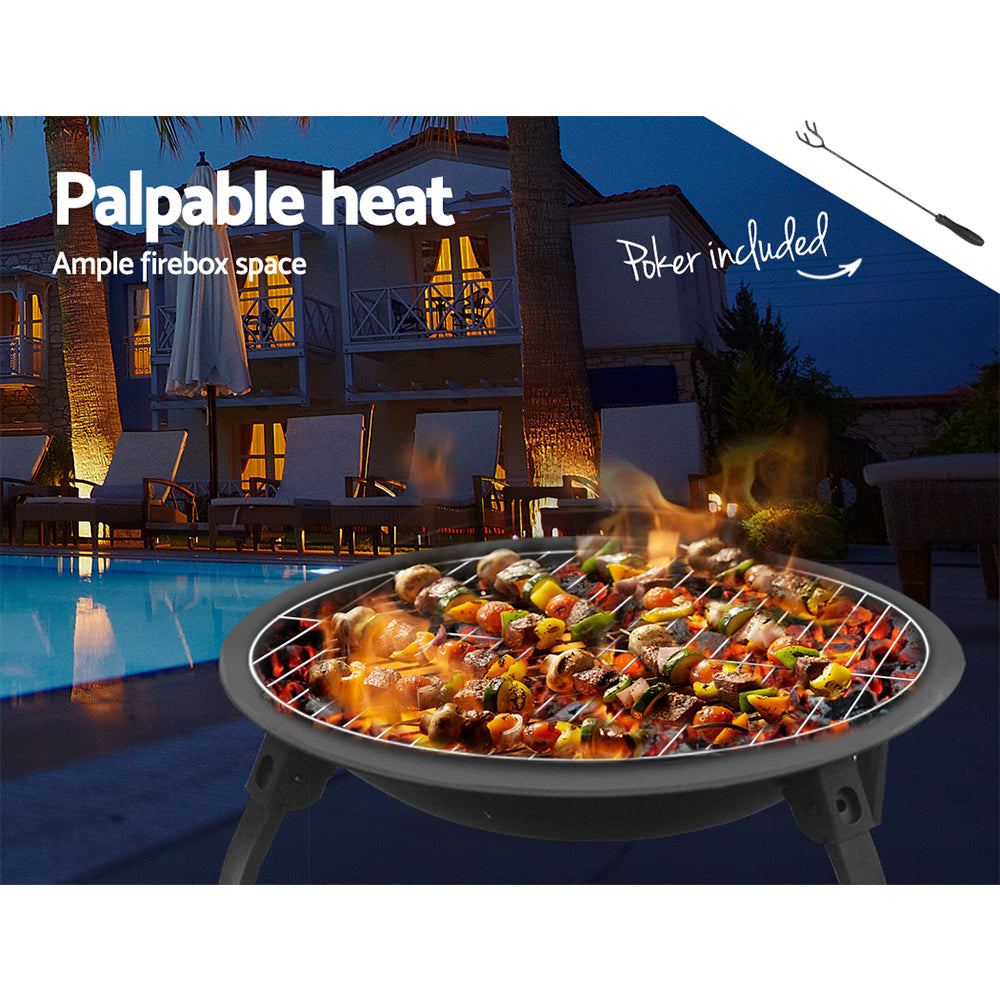 NNEDSZ Pit BBQ Charcoal Smoker Portable Outdoor Camping Pits Patio Fireplace 22-4