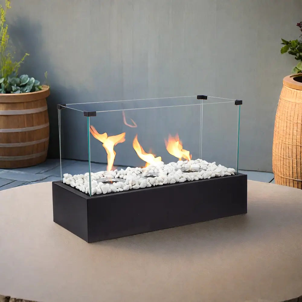 Rectangular Large Tabletop Fire Pit 18''L Portable Tabletop Fireplace-1