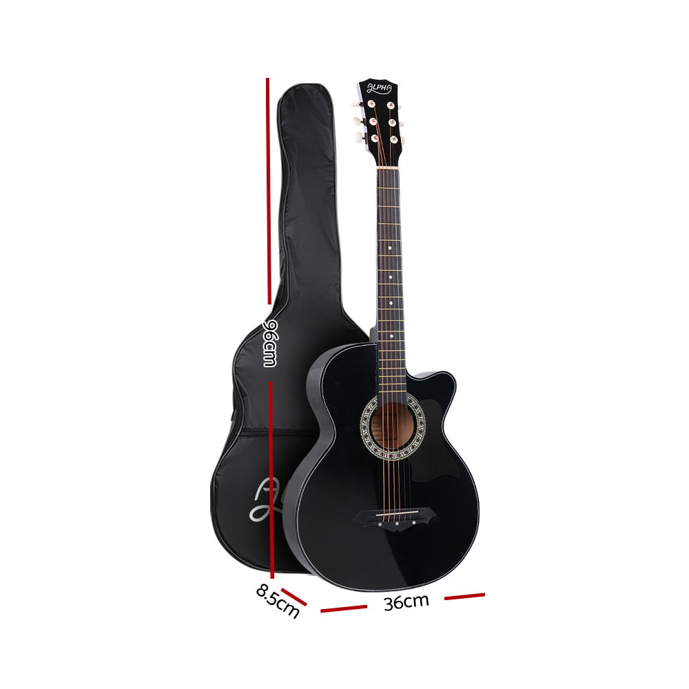 NNEDSZ 38 Inch Wooden Acoustic Guitar Black-1