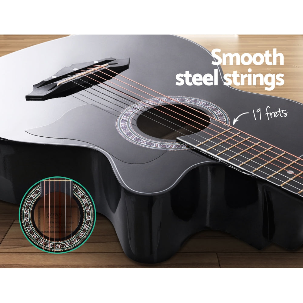 NNEDSZ 38 Inch Wooden Acoustic Guitar Black-3