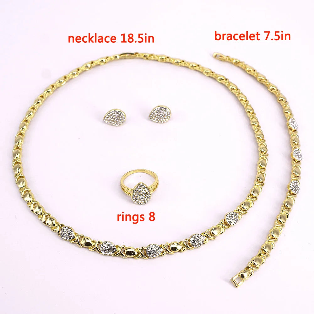 T0223 New Design Hot Sale 18K Gold Water Drop Diamond Jewelry Set-1