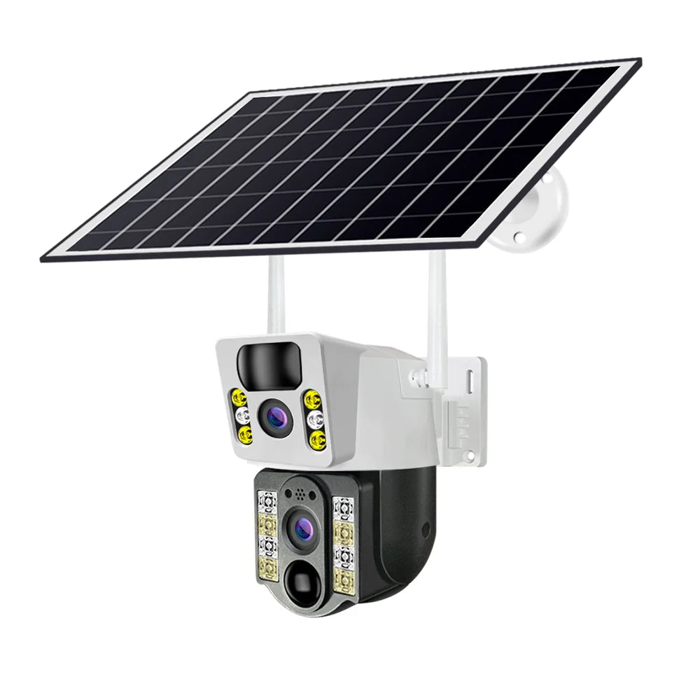 OEM WiFi Solar Panel Powered Dual Lens Surveillance CCTV Camera V380 Pro Wireless Outdoor Security WiFi Solar Camera-0