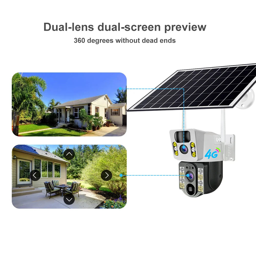 OEM WiFi Solar Panel Powered Dual Lens Surveillance CCTV Camera V380 Pro Wireless Outdoor Security WiFi Solar Camera-1