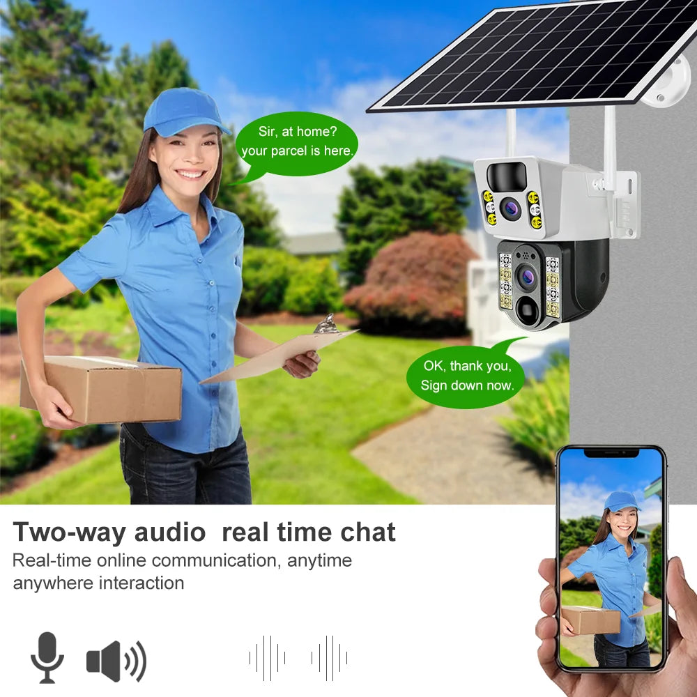 OEM WiFi Solar Panel Powered Dual Lens Surveillance CCTV Camera V380 Pro Wireless Outdoor Security WiFi Solar Camera-4