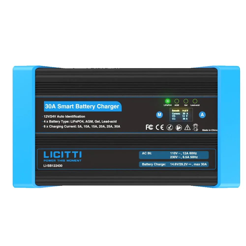 Solar Panels Super Fast Chargeur Batterie 24V 30A 12V Lithium Lifepo4 Battery Charger 20 Amp Power Supply for Camping Equipment-2