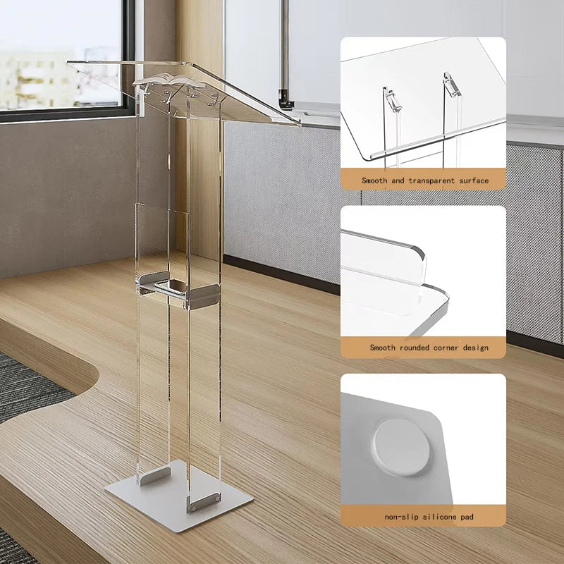Modern Transparent C1rylic Podium Factory Direct Sales for Church School Supermarket Hotel-for Speech Platform or Conference-1
