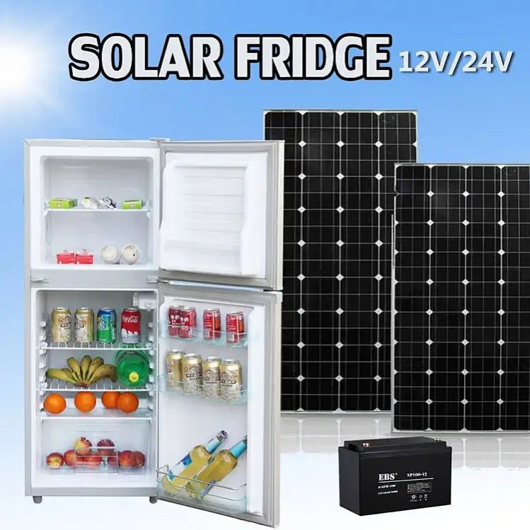 Single Double Door 12V 24V Solar Panel Energy Powered Freezer Refrigerator Freezer Refrigerator Solar-5