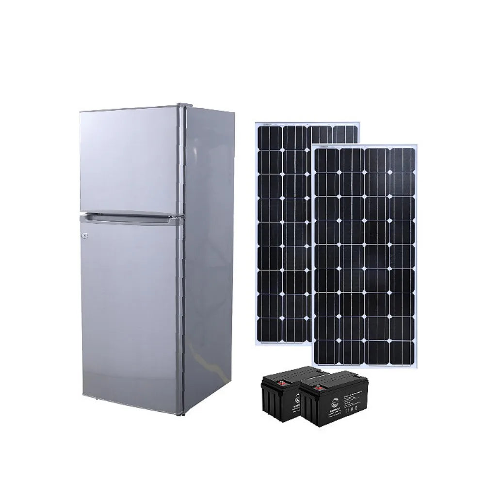 Single Double Door 12V 24V Solar Panel Energy Powered Freezer Refrigerator Fridge Solar System for Refrigerator-6