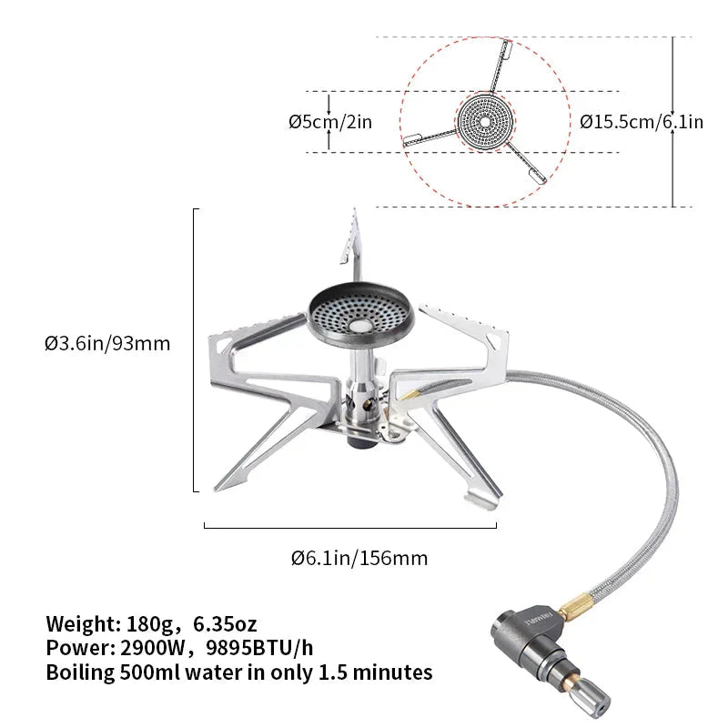 2900W Pressure Regulator Camping Stove Silver-2