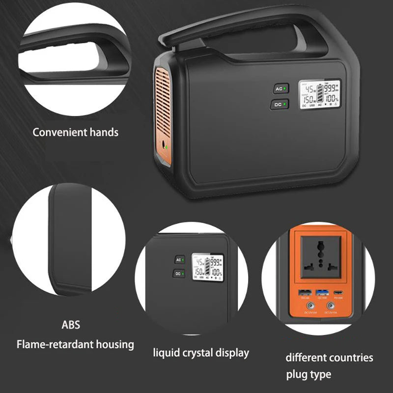 155Wh Off-grid Portable Battery System Home Outdoor Backup Supply Camping Solar Power Station 220V Solar Power Generator-4