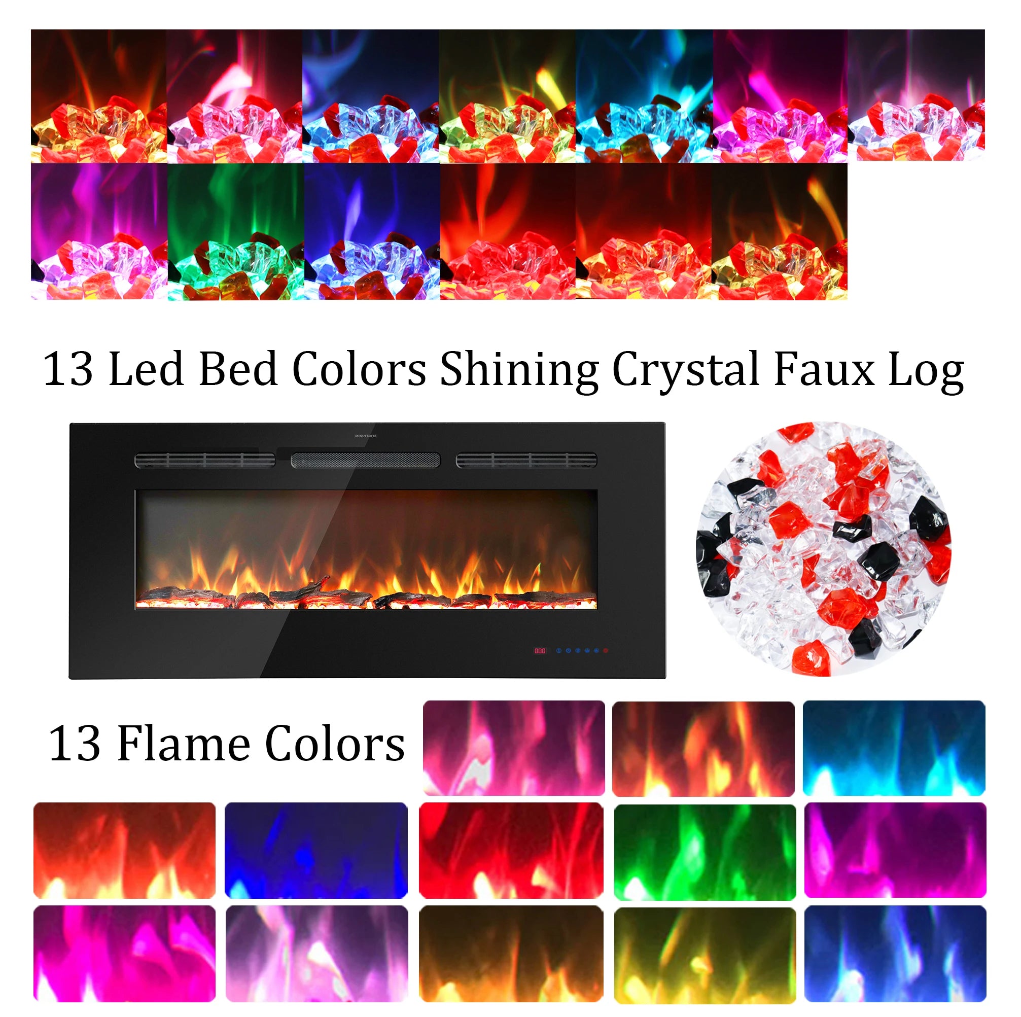 Luxstar 60-Inch Modern LED Electric Fireplace Heater Cheap Indoor with 1500W Power and Overheat Protection for Household Use-2