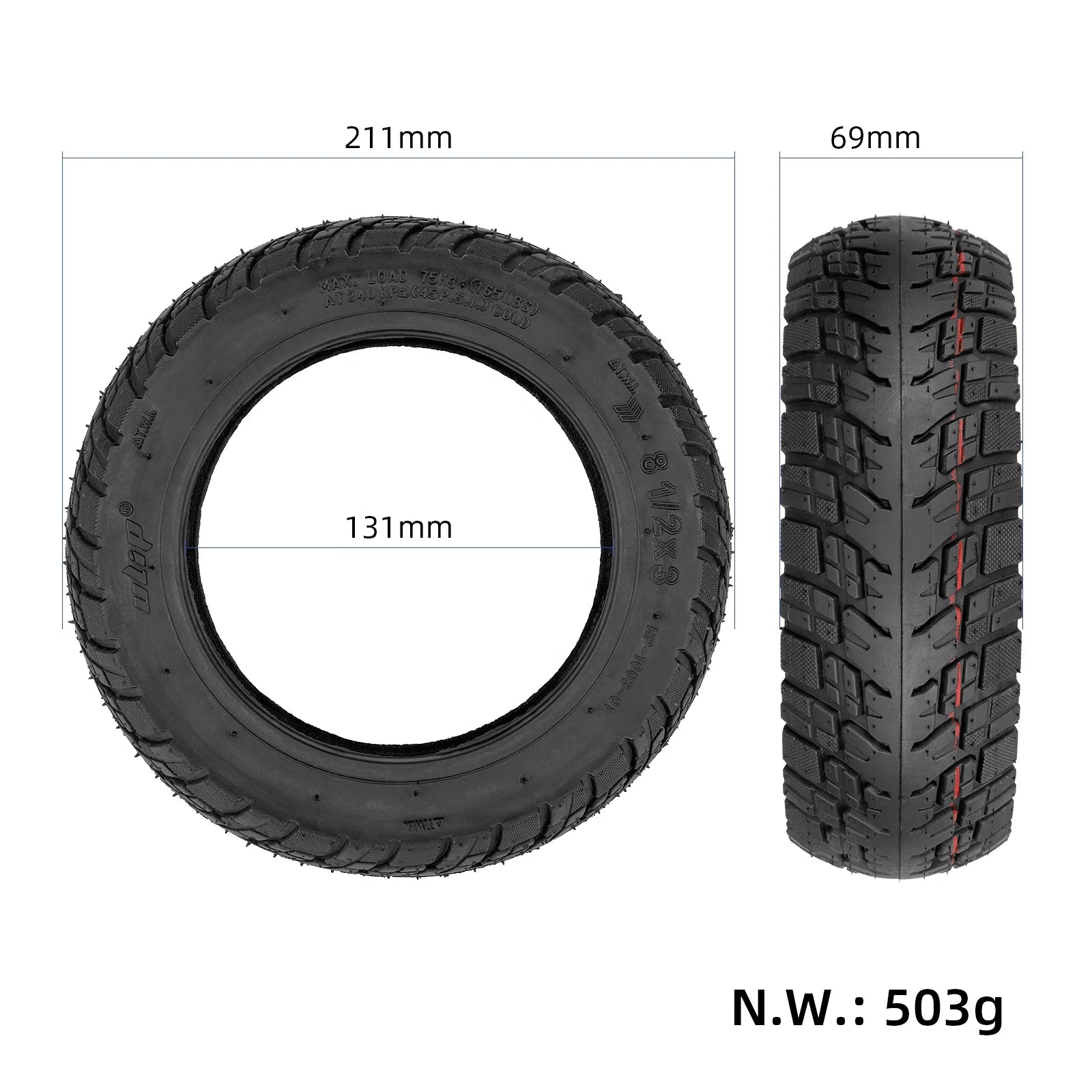 Ulip 8.5*3(50-134) Off Road Tire With 134mm Inner Diameter for VSETT 8/9 Macury Zero 8/9 Series Scooter 8.5 Inch Tyre Wheel Part-4