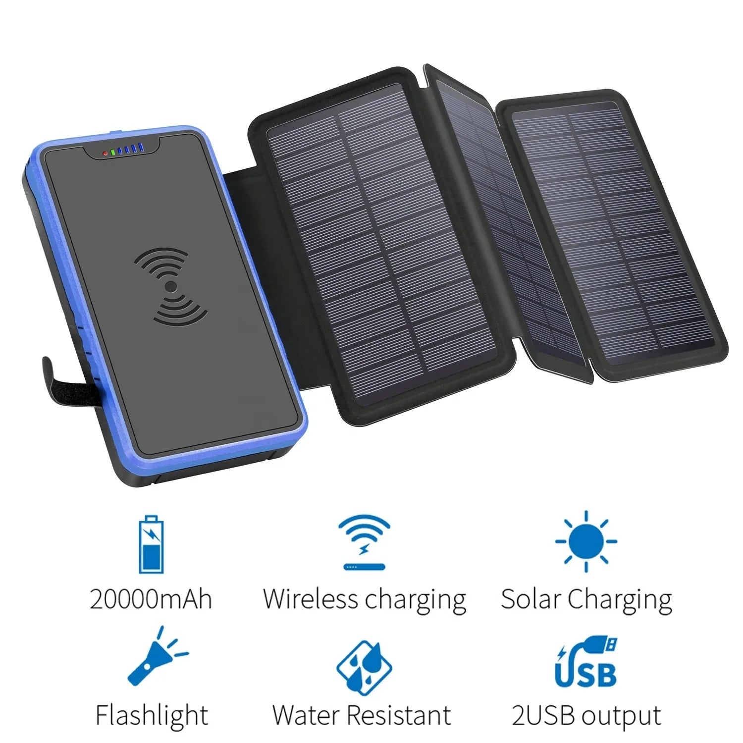 Best Price Portable 20000mAh Solar Charging Folding Panel Mobile Phone External Battery XN-820W Wireless Charger Power Bank-1