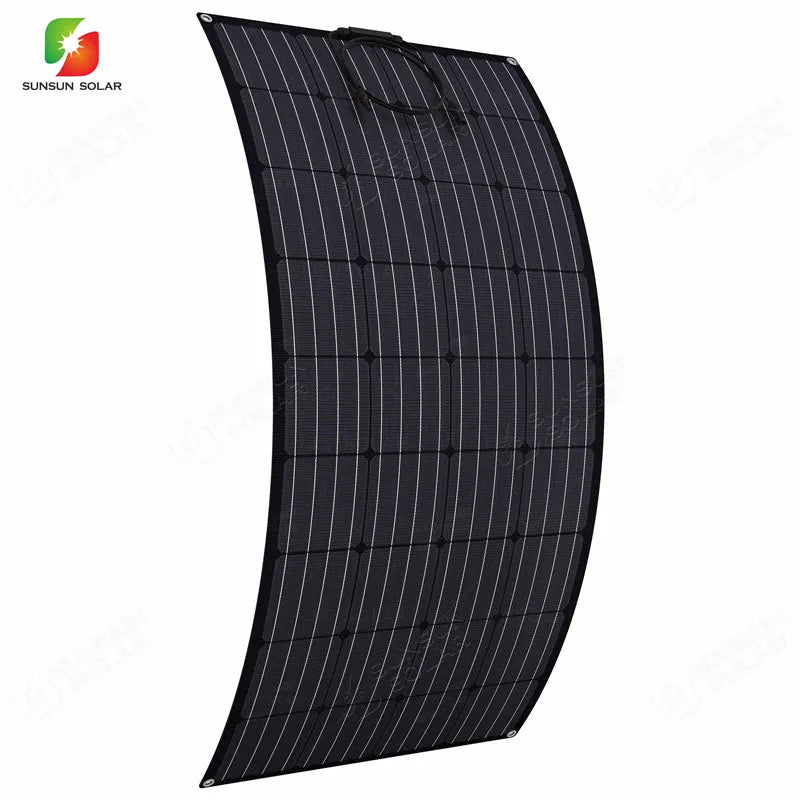 New Promotion ALL BLACK 200W 210W 18V ETFE Monocrystalline Silicon Flexible Solar Panel Semi-Flexible PV Flex Solar Panel-0