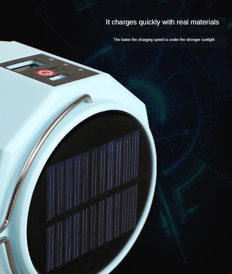 Portable LED Rechargeable Light Lantern with Solar Panel DC Mobile Phone Charger ABS Emergency Lamp Hanging Design-2