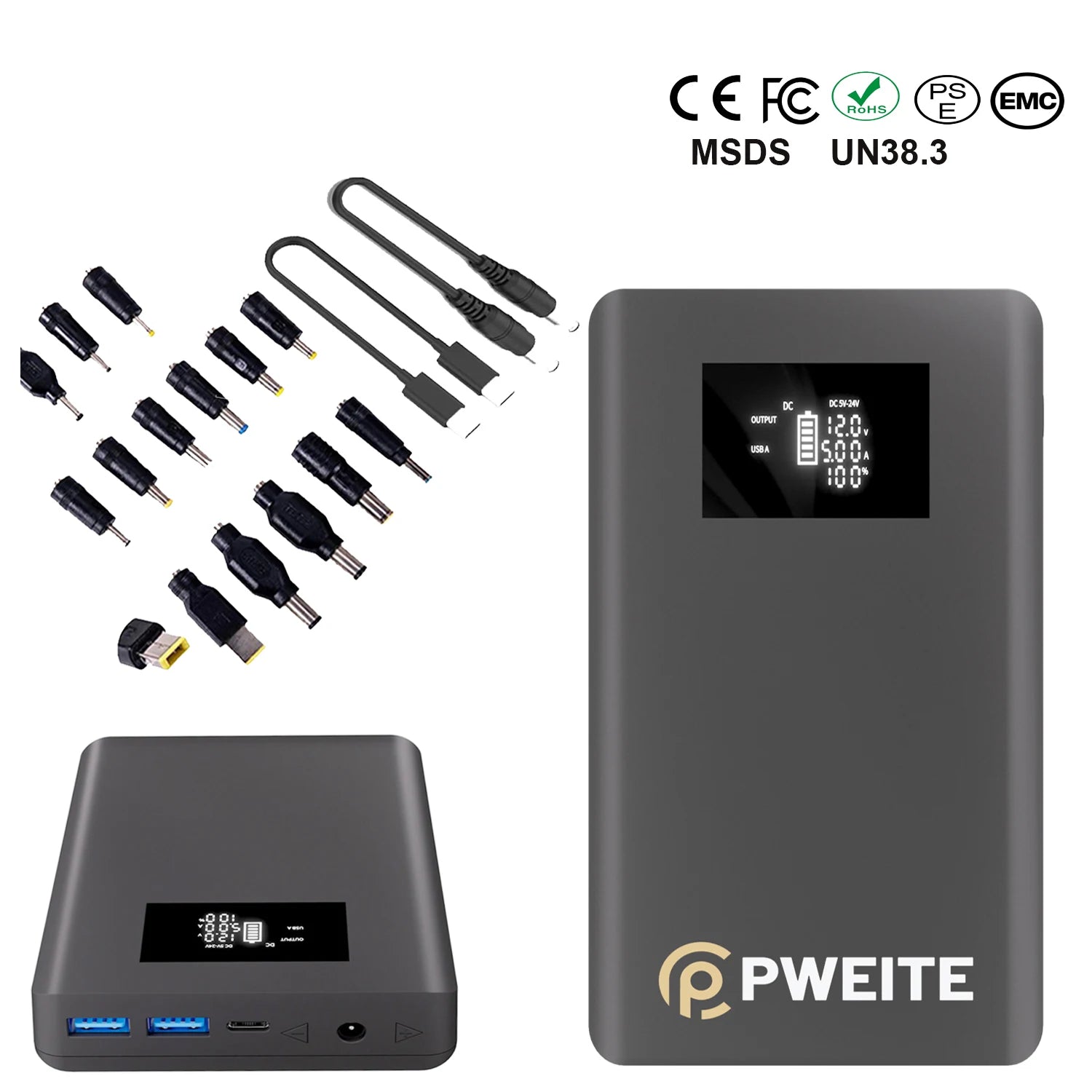 PWEITE PD100W DC 15V 18V 19V 20V 12V 24V CPAP Laptop Powerbank Portable Solar Battery Charger Pass Through Power Bank 20000mah-1