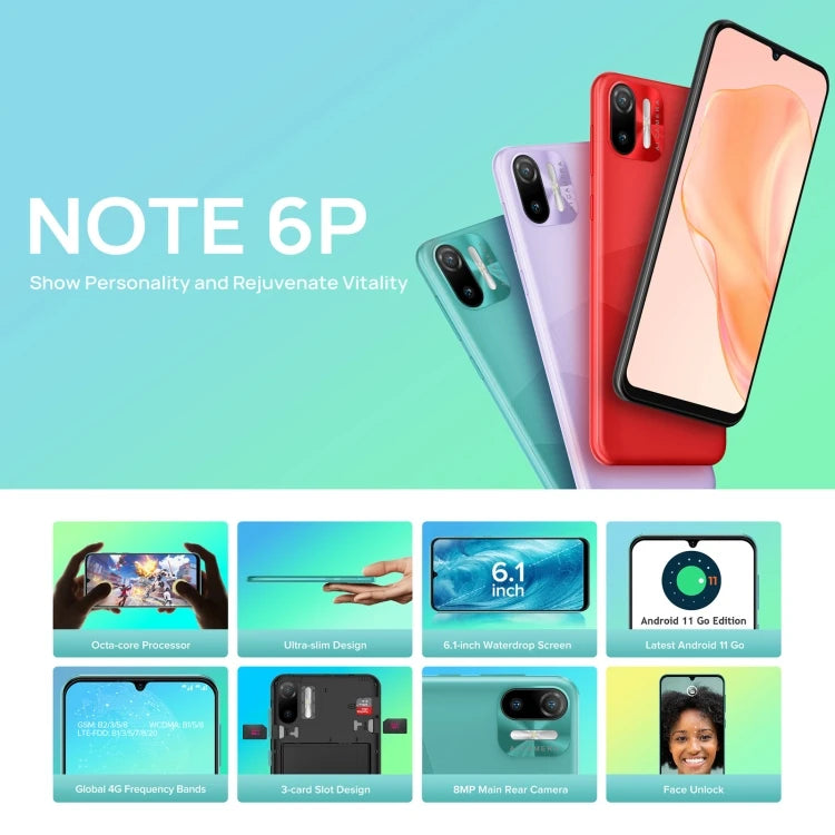 Global Ulefone Note 6P 2GB+32GB 6.1 Inch Mobile Phones 4G Android 11 Smartphones-1