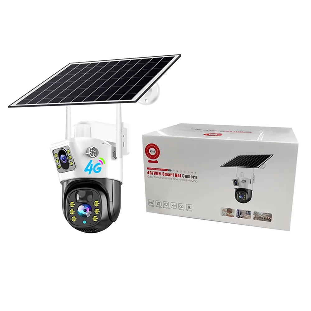 7.5W Solar Panel 8000mah Battery Camara Seguridad Exterior Wireless Dual Lens 4MP V380Pro 4G Camera De Surveillance Sans Fil Sim-0