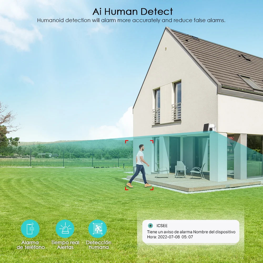 BESDER PTZ Solar WiFi Camera Outdoor 1080P Motion Detection Remote Security Camera Solar Panel-3