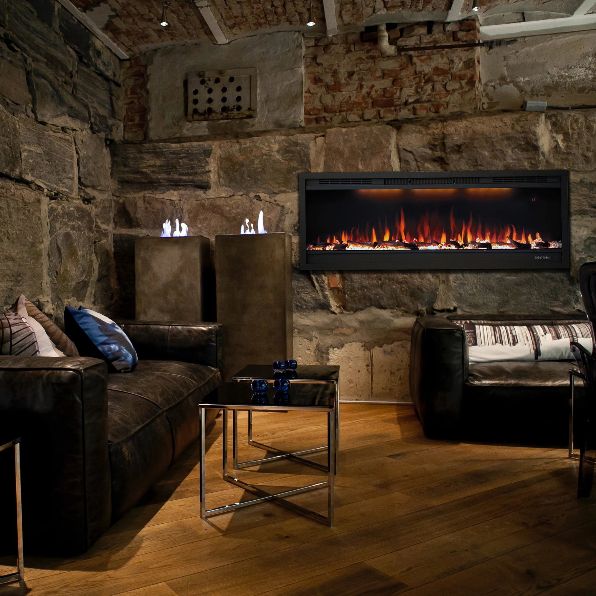 Luxstar 50 Inches Modern Electric Fireplace High Quality Black Indoor for Household or Hotel Use-2