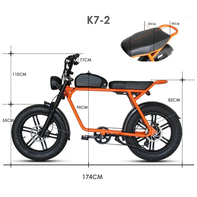 Electric Mountain Bike Electric Mountain Bike with Fat Tires 7-Speed Steel Frame 48V Lithium Battery Rear Hub Motor-2